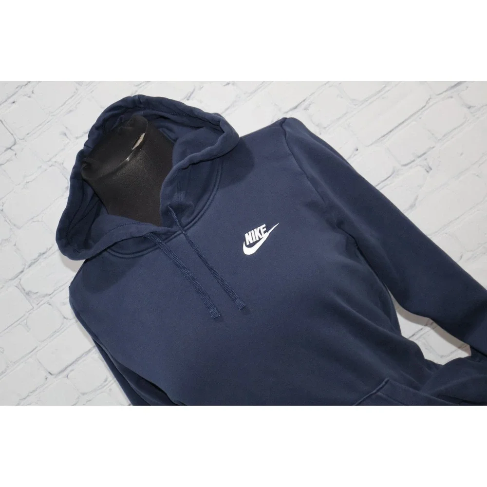Nike Hoodie Womens Small Navy Blue Sportswear Club Fleece Pullover Logo